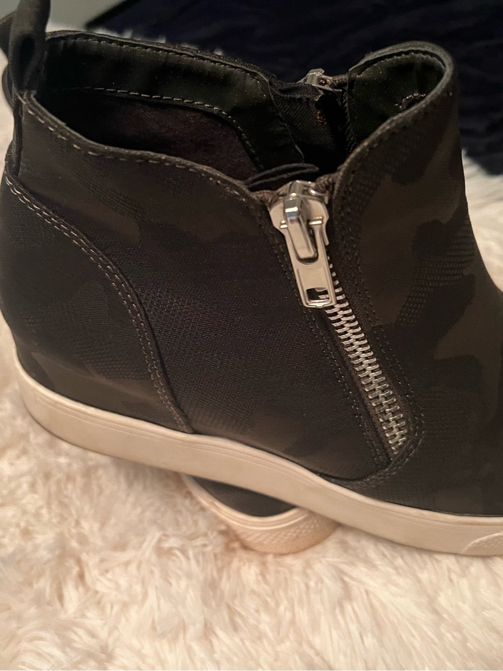 Steve Madden Olive Camo Wedge Sneaker with Side Zip